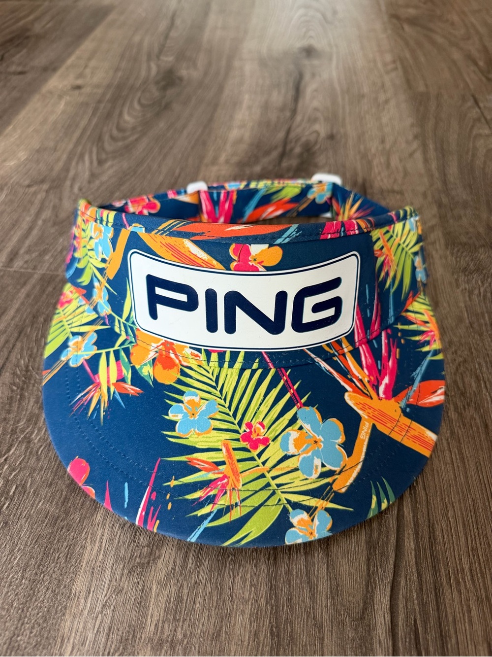 PING Tropical Floral Visor – Navy with Bright Multicolor Print